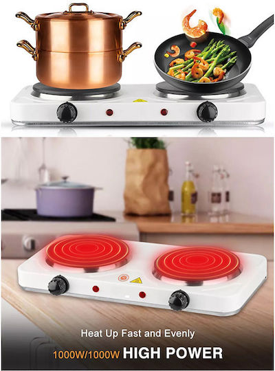Cheffinger Enamel Countertop Double Burner White