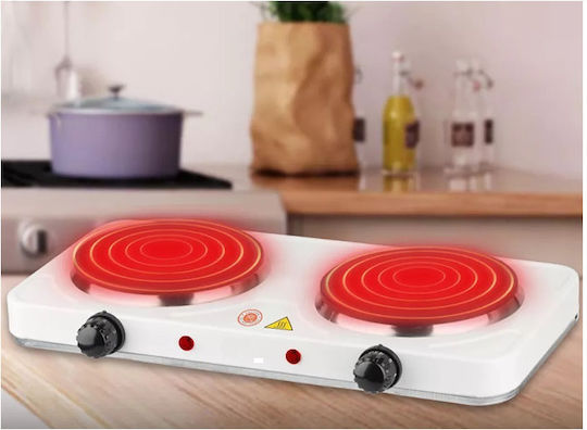 Cheffinger Enamel Countertop Double Burner White