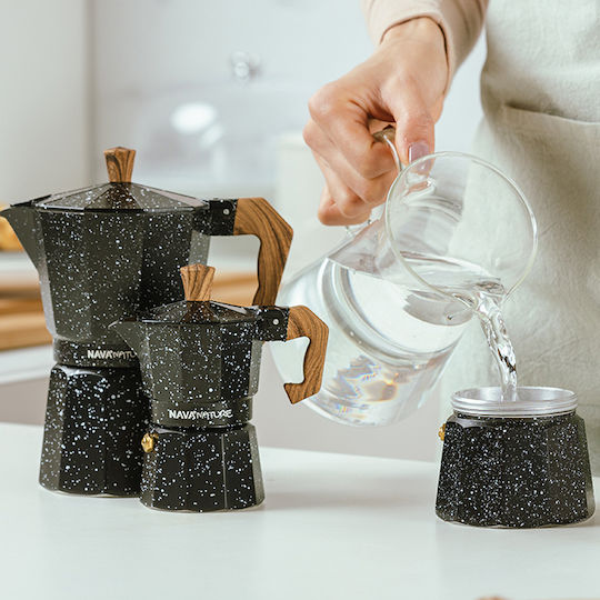 Nava Stovetop Espresso Pot 3 Cups Black