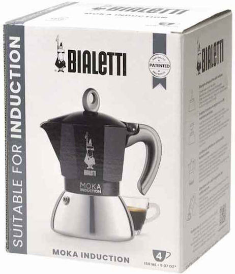 Bialetti Moka Induction Moka Stovetop Espresso Pot 4 Cups Black