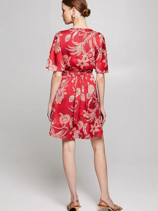 Summer Mini Dress for Wedding Christening Satin Red