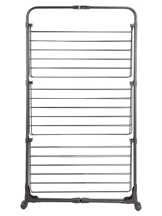 Leifheit Classic Tower Folding Floor Clothes Drying Rack for Balcony Metallic with Wheels with Hanging Length 27m