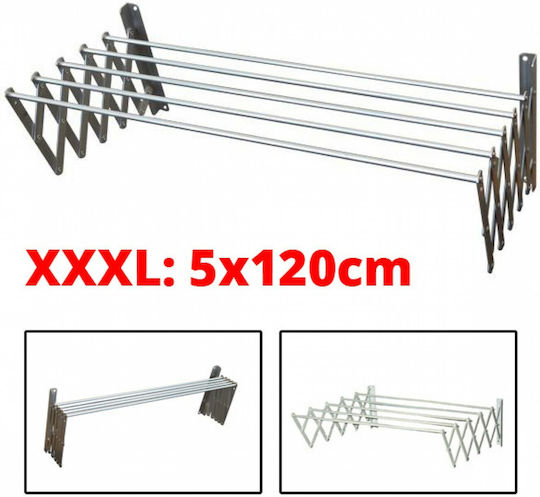 Factory Klappbarer Wand-Kleiderständer aus Aluminium mit Aufhängelänge 6m