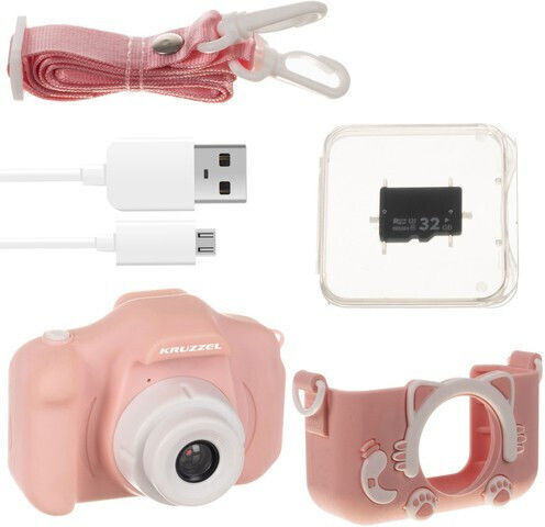 Kruzzel AC22296 Compact Φωτογραφική Μηχανή 3MP με Οθόνη 2" και Ανάλυση Video Full HD (1080p) Ροζ