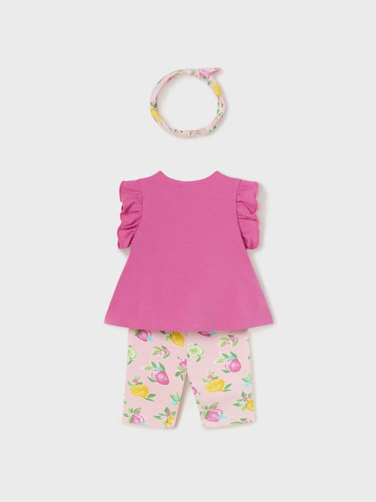 Mayoral Kids Set with Leggings Summer 3pcs Pink