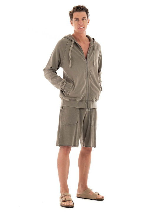 Dirty Laundry Men's Sweatshirt Jacket with Hood LIGHT BROWN DLMF000174