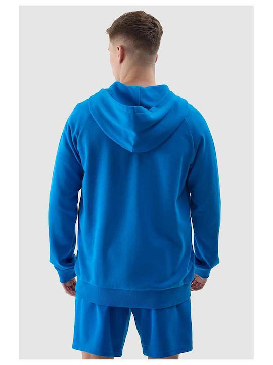 4F Men's Sweatshirt Jacket with Hood and Pockets Blue