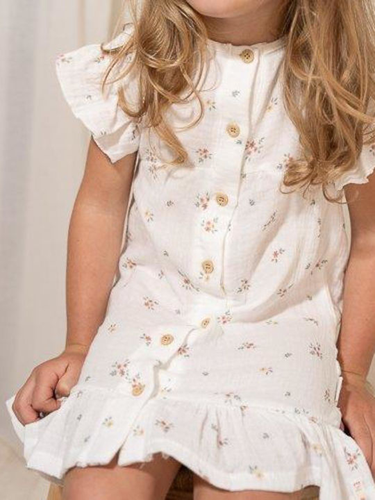 Παιδικό Φόρεμα Κοντομάνικο Floral White