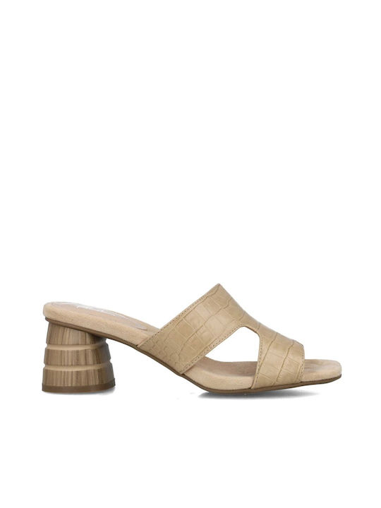 Menbur Mules mit Absatz in Beige Farbe