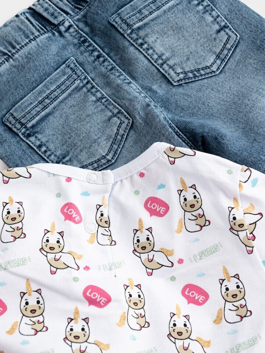 Funky Kids Clothing Set with White Pants 3 Pieces