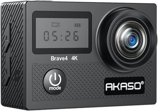 Akaso Brave 4 Action Camera 4K Ultra HD Underwater (with Case) Accessories Kit with Screen 2" and Wi-Fi Black