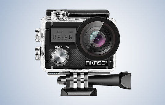 Akaso Brave 4 Action Camera 4K Ultra HD Underwater (with Case) Accessories Kit with Screen 2" and Wi-Fi Black