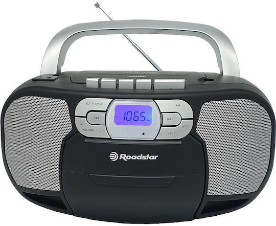 Roadstar 0033289 Portable Audio System with CD MP3 USB Cassette Player Radio Black