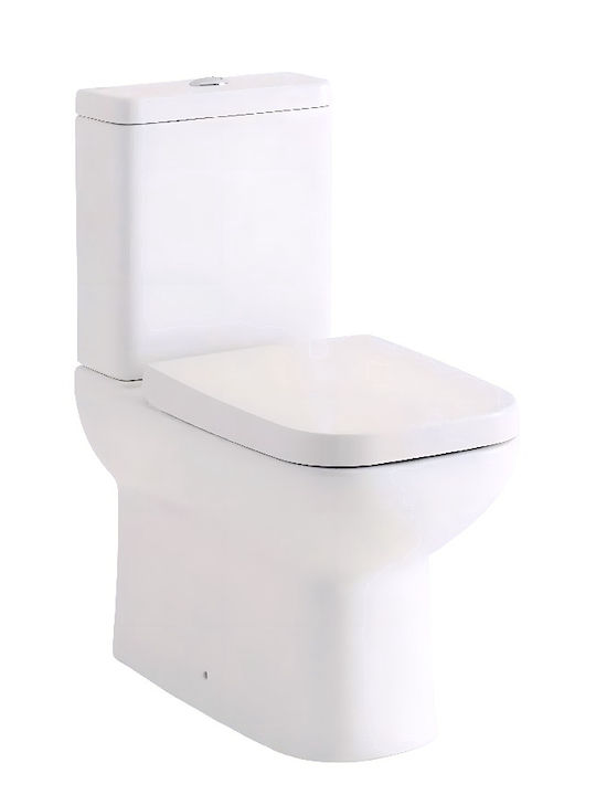 Tema Stehende Toilette mit Spülung mit Deckel Weißes