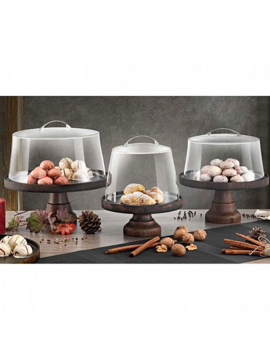 Wooden Cake Stand 25cm with Stand 8cm Wenge with Eco-Friendly Oil without Lid GARIBALDI UWS01-248-WG