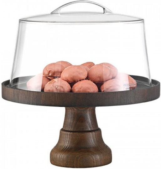 Τουρτιέρα ξύλινη φ25cm, με πόδι 12cm, Wenge με οικολ. λάδι, (χωρίς το καπάκι), GARIBALDI UWS01-2412-WG