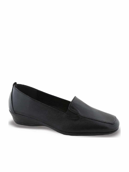 Leather Women's Moccasins in Black Color