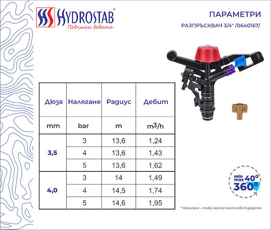 Hydrostab Μπεκ Ποτίσματος με Ροή Νερού 1950lt/h HS0640167
