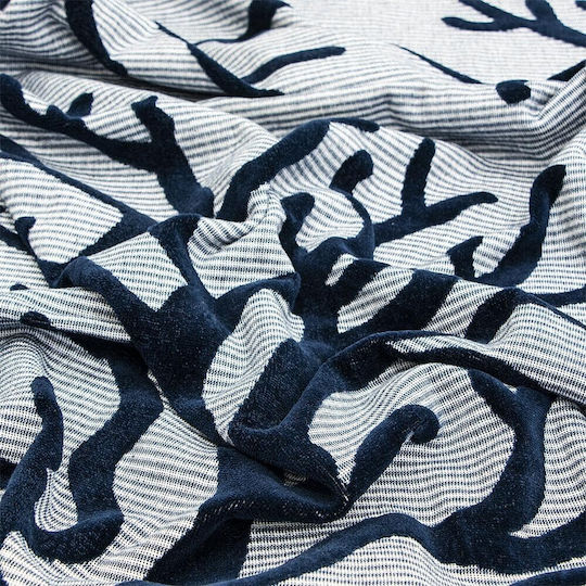 Lino Home Beach Towel Cotton Petrol Blue 160x86cm.