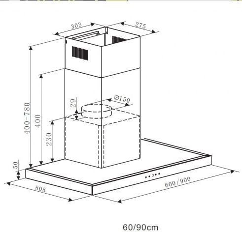 Heinner Kamin-Dunstabzug 90cm Inox