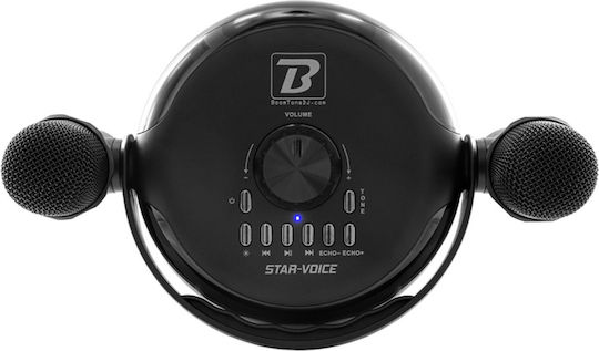 BoomToneDj Ηχείο Karaoke με Ασύρματα Μικρόφωνα και Εφέ Φωτισμού Star Voice Μαύρο
