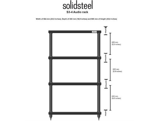 Solidsteel S3-4 Rack 4 Levels Walnut 58.4x90.5x43cm