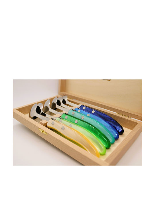 Claude Dozorme Laguiole Löffelset Abendessen Edelstahl Blue Green 6Stück