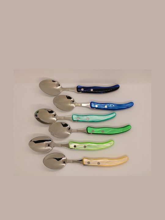 Claude Dozorme Laguiole Löffelset Abendessen Edelstahl Blue Green 6Stück