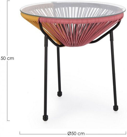 Στρογγυλό Βοηθητικό Τραπεζάκι Parker Γυάλινο Multicolor Μ50xΠ50xΥ50εκ.