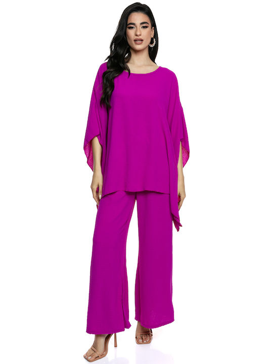 RichgirlBoudoir Women's Fuchsia Set with Trousers in Loose Fit