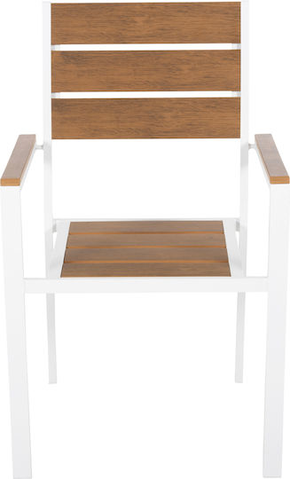 Outdoor Armchair Aluminum Saga White 55x55x86cm