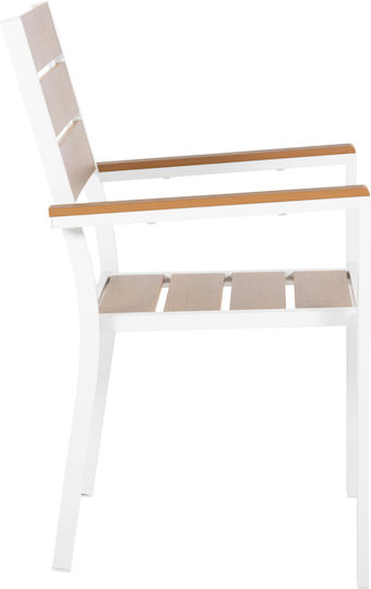 Outdoor Armchair Aluminum Saga White 55x55x86cm
