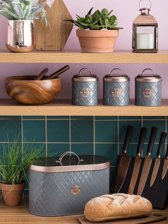 Typhoon Bread Box with Lid Metallic Grey-Cooper 34x18.5x20cm
