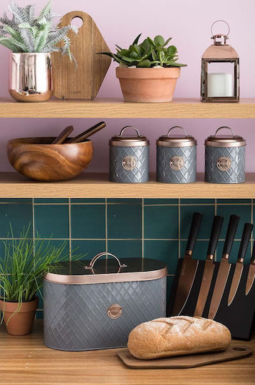 Typhoon Bread Box with Lid Metallic Grey-Cooper 34x18.5x20cm