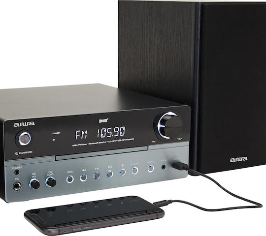 Aiwa Ηχοσύστημα 2.0 MSBTU-700DAB 50W με CD Player και Bluetooth Ασημί