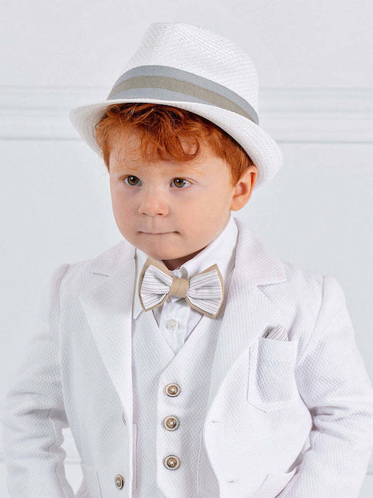 Designer's Cat Kids' Hat Fedora Straw White