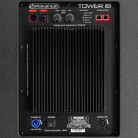 Elokance 3-WAY Σετ με Αυτοενισχυόμενα Ηχείο PA 6800W με Woofer 5"
