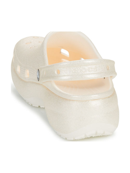 Crocs Classic Platform Glitter Дамски Клоги Бежов