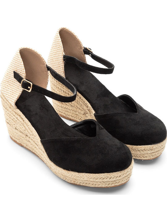 Women's Suede Platform Espadrilles Black