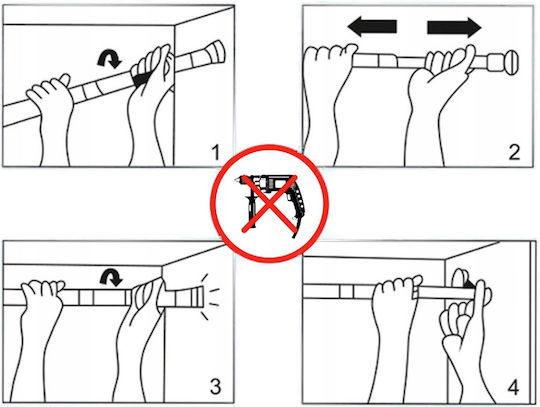 Telescopic Straight Shower Curtain Rod Aluminium Black 110-200cm