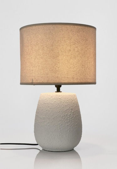 Bizzotto Ceramic Table Lamp with Beige Shade and White Base