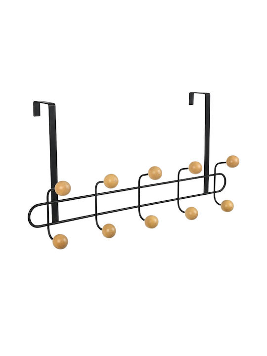 Door Hook Metallic 52x7.5x23cm 10 Slots Black