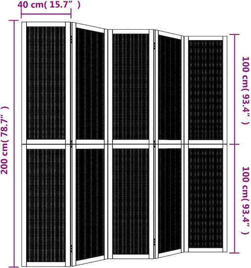 vidaXL Διακοσμητικό Παραβάν Ξύλινο με 5 Φύλλα 175x200cm