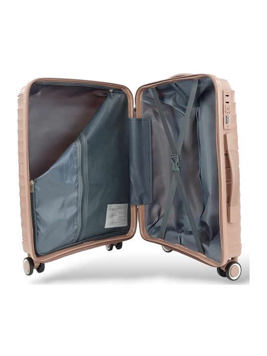 Playbags Куфар за пътуване Кабинен Твърд Розов с 4 Колела Височина 55см