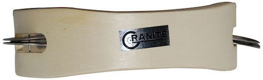 Granite Beige Wooden Hand Tambourine with Single Row Jingles