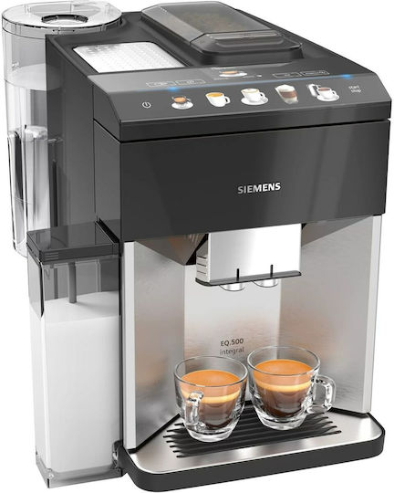 Siemens Eq.500 Automatic Espresso Coffee Machine 1500W Pressure 15bar for Cappuccino with Grinder Silver TQ507R03