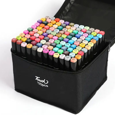 Ανεξίτηλων Neon Drawing Markers Thin Double Tip Blacks Set 120pcs