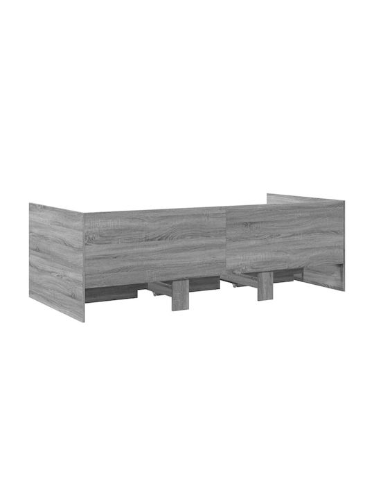 Sofa Bed Single Wooden Gray with Slats for Mattress 100x200cm