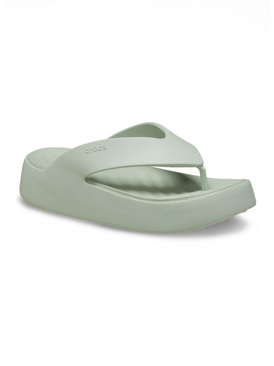 Crocs Frauen Flip Flops mit Plattform in Grün Farbe