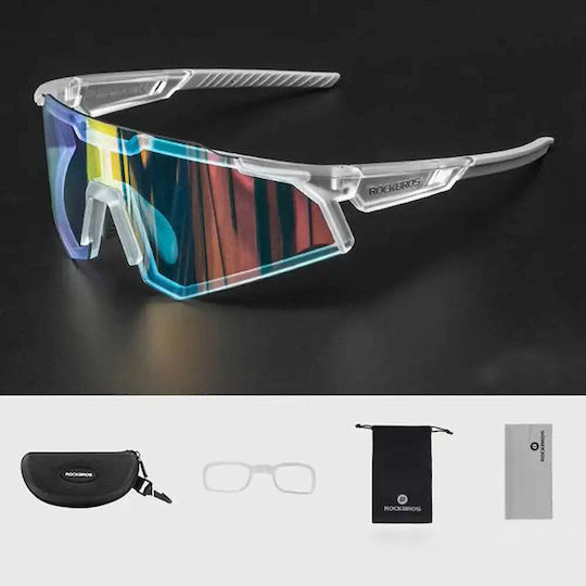 Rockbros Cycling Glasses with White Frame & Photochromic Lenses